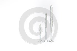 Screws colse up on a white background photo