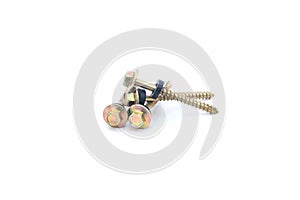 Screws on isolated white background