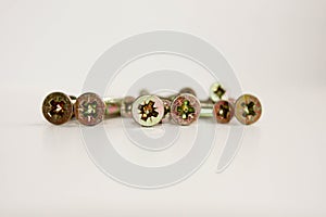 Screws. Over white background surface