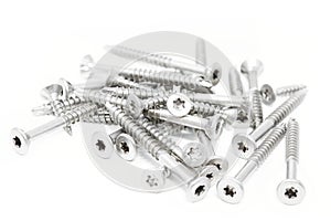 Screws on white background