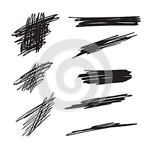 Scribble brush strokes set, vector logo design element for presentations