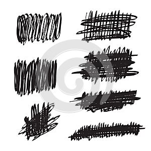 Scribble brush strokes set, vector logo design element for presentations