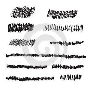 Scribble brush strokes set, vector logo design element for presentations