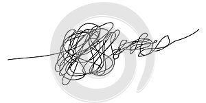 Scribble chaos line brush stroke, vector doodle sketch circle