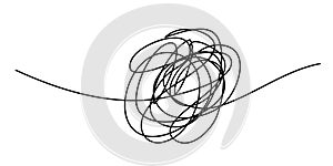 Scribble chaos line brush stroke, vector doodle sketch circle