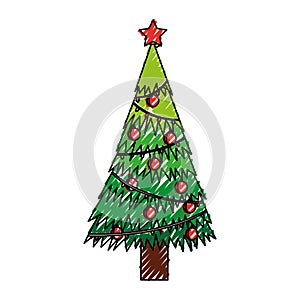 Scribble christmas tree cartoon