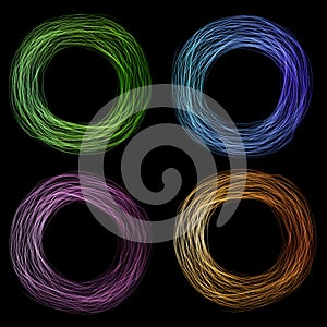 Scribble circles on black background