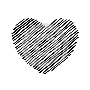 Garabatos eclosión negro corazón Día de San Valentín. fondo pintado a mano imagen. bosquejo sombreado insignias Rostro 