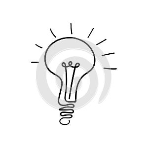 Scribble electic lamp hand drawn icon