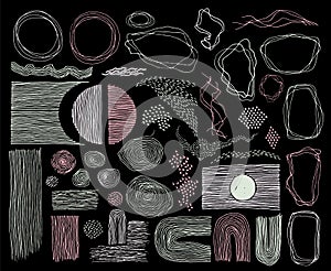 Scribble frames, lines and dots texture backgrounds vector collection