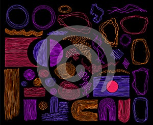 Scribble frames, lines and dots texture backgrounds vector collection.