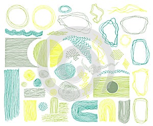 Scribble frames, lines and dots texture backgrounds vector collection