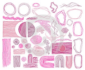 Scribble frames, lines and dots texture backgrounds vector collection.