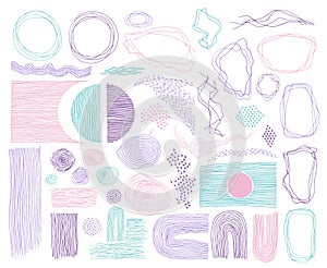 Scribble frames, lines and dots texture backgrounds vector collection.