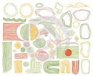 Scribble frames, lines and dots texture backgrounds vector collection.