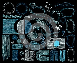 Scribble frames, lines and dots texture backgrounds vector collection