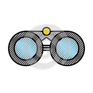 Scribble grey binoculars cartoon