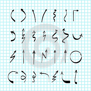 Scribble hand-drawn arrows vector design set