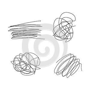 Scribble hand drawn circle object set black line