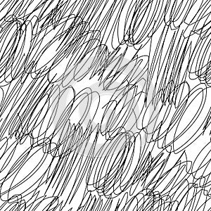 Scribble hand drawn seamless pattern black line
