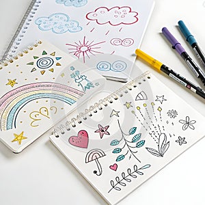 Scribble illustrations set isolated on white background