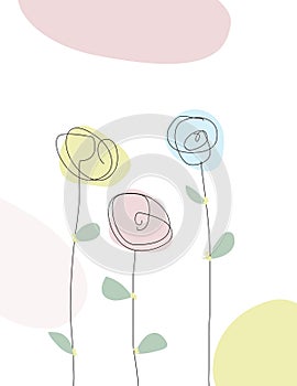 Scribble line drawing of spring flowers