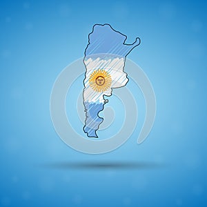 Scribble map of Argentina. Sketch Country map for infographic, brochures and presentations, Stylized sketch map of