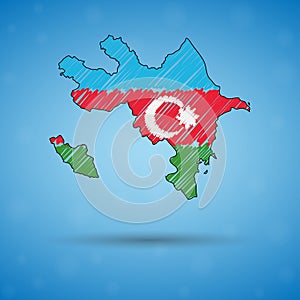 Scribble map of Azerbaijan. Sketch Country map for infographic, brochures and presentations, Stylized sketch map of
