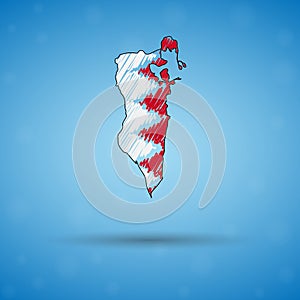 Scribble map of Bahrain. Sketch Country map for infographic, brochures and presentations, Stylized sketch map of Bahrain