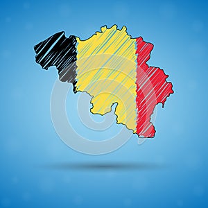 Scribble map of Belgium. Sketch Country map for infographic, brochures and presentations, Stylized sketch map of Belgium