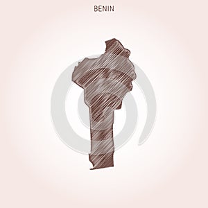 Scribble Map of Benin Design Template.