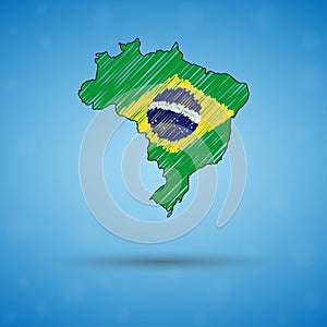Scribble map of Brazil. Sketch Country map for infographic, brochures and presentations, Stylized sketch map of Brazil