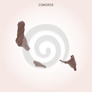 Scribble Map of Comoros Design Template.