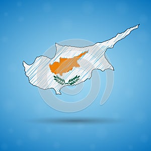 Scribble map of Cyprus. Sketch Country map for infographic, brochures and presentations, Stylized sketch map of Cyprus
