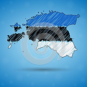 Scribble map of Estonia. Sketch Country map for infographic, brochures and presentations, Stylized sketch map of Estonia