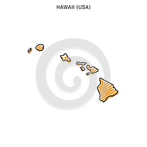 Scribble Map of Hawaii Vector Design Template.