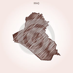 Scribble Map of Iraq Vector Design Template.