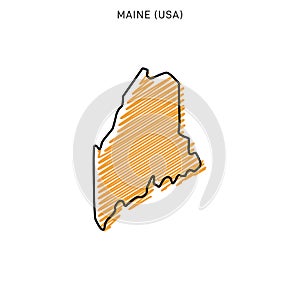 Scribble Map of Maine Vector Design Template.
