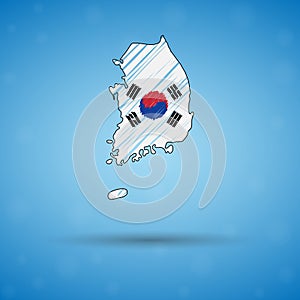 Scribble map of South Corea. Sketch Country map for infographic, brochures and presentations, Stylized sketch map of photo