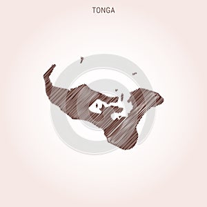 Scribble Map of Tonga Vector Design Template.