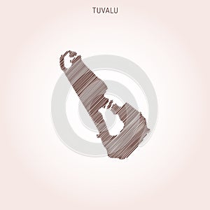 Scribble Map of Tuvalu Vector Design Template.