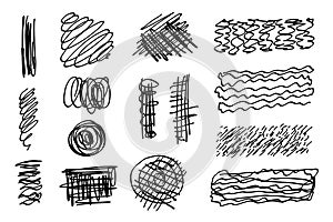 Scribble stripes, borders, lines, underlines, emphasis hand-drawn elements. Sketchy important marker accentuation shapes. Isolated photo