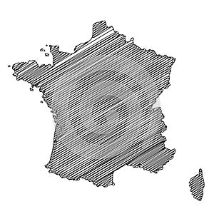 Scribble style France map design