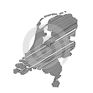 Scribble style The Netherlands map design