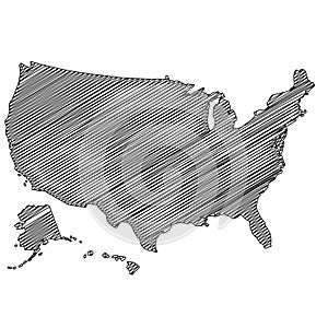 Scribble style USA + Hawai + Alaska map design