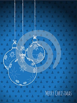 Scribbled christmas decorations on a blue background