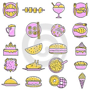 Scribbled Food icon set photo