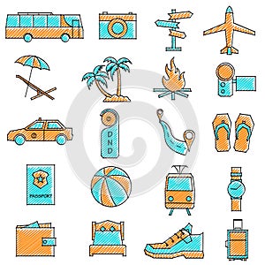 Scribbled Travel icon set