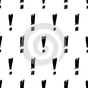 Seamless pattern with hand drawn exclamation mark symbol