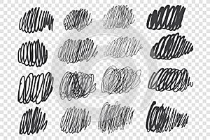 Scribbles and scrawls hand drawn doodle set